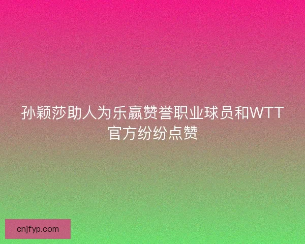 孙颖莎助人为乐赢赞誉职业球员和WTT官方纷纷点赞