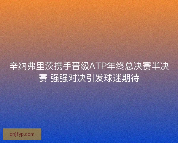 辛纳弗里茨携手晋级ATP年终总决赛半决赛 强强对决引发球迷期待
